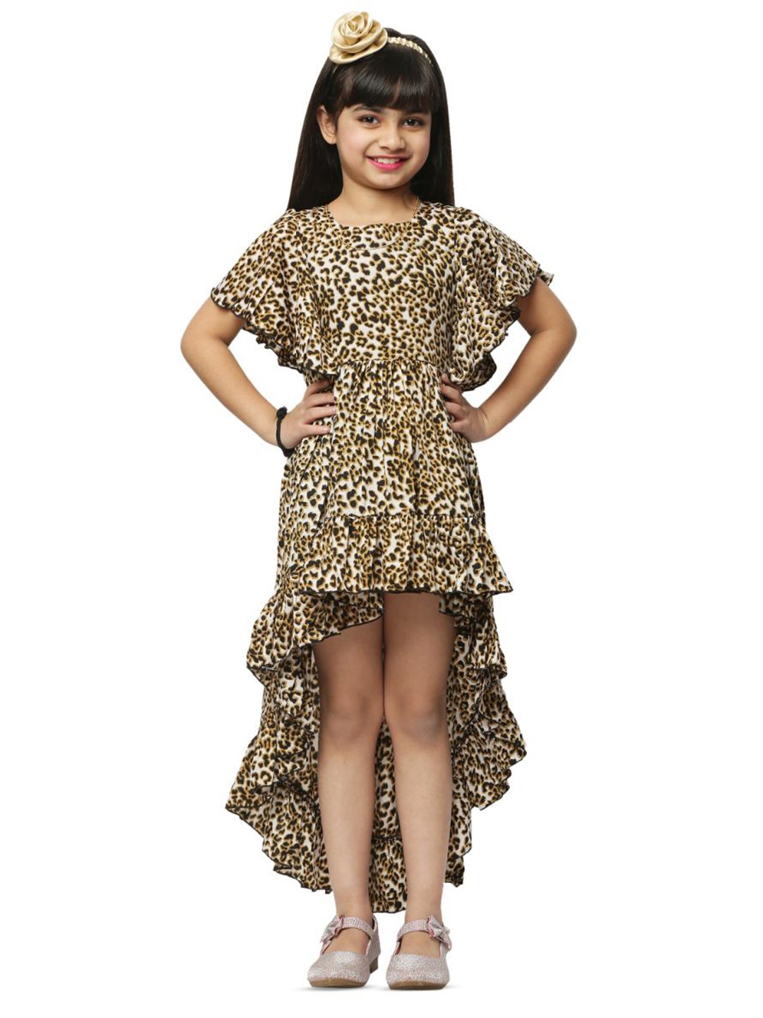

BAESD Girls Animal Printed Flared Sleeve Fit & Flare Dress, Multi