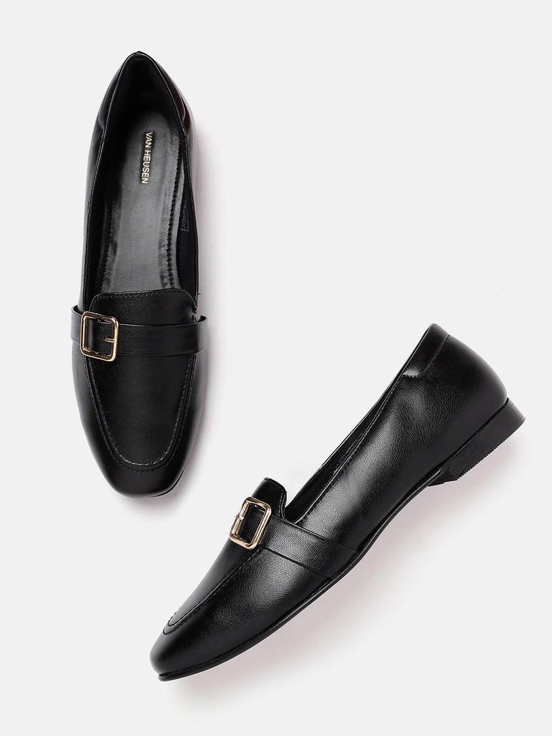 

Van Heusen Women Buckle Detail Loafers, Black