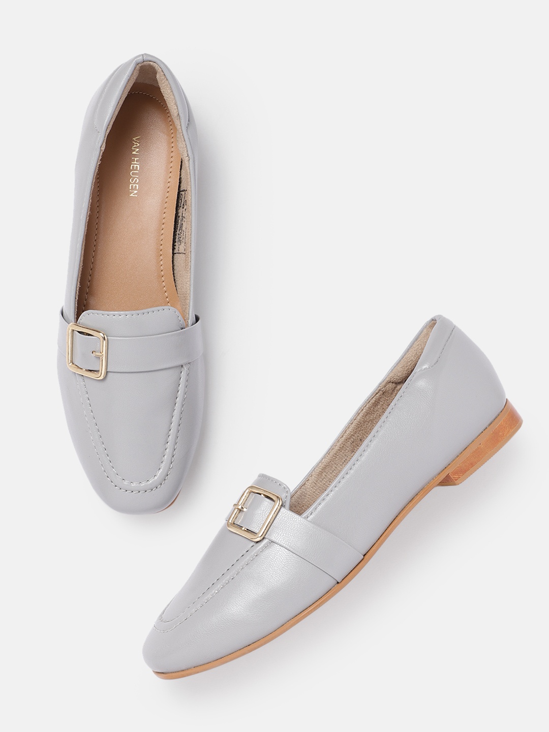 

Van Heusen Women Buckle Detail Loafers, Grey