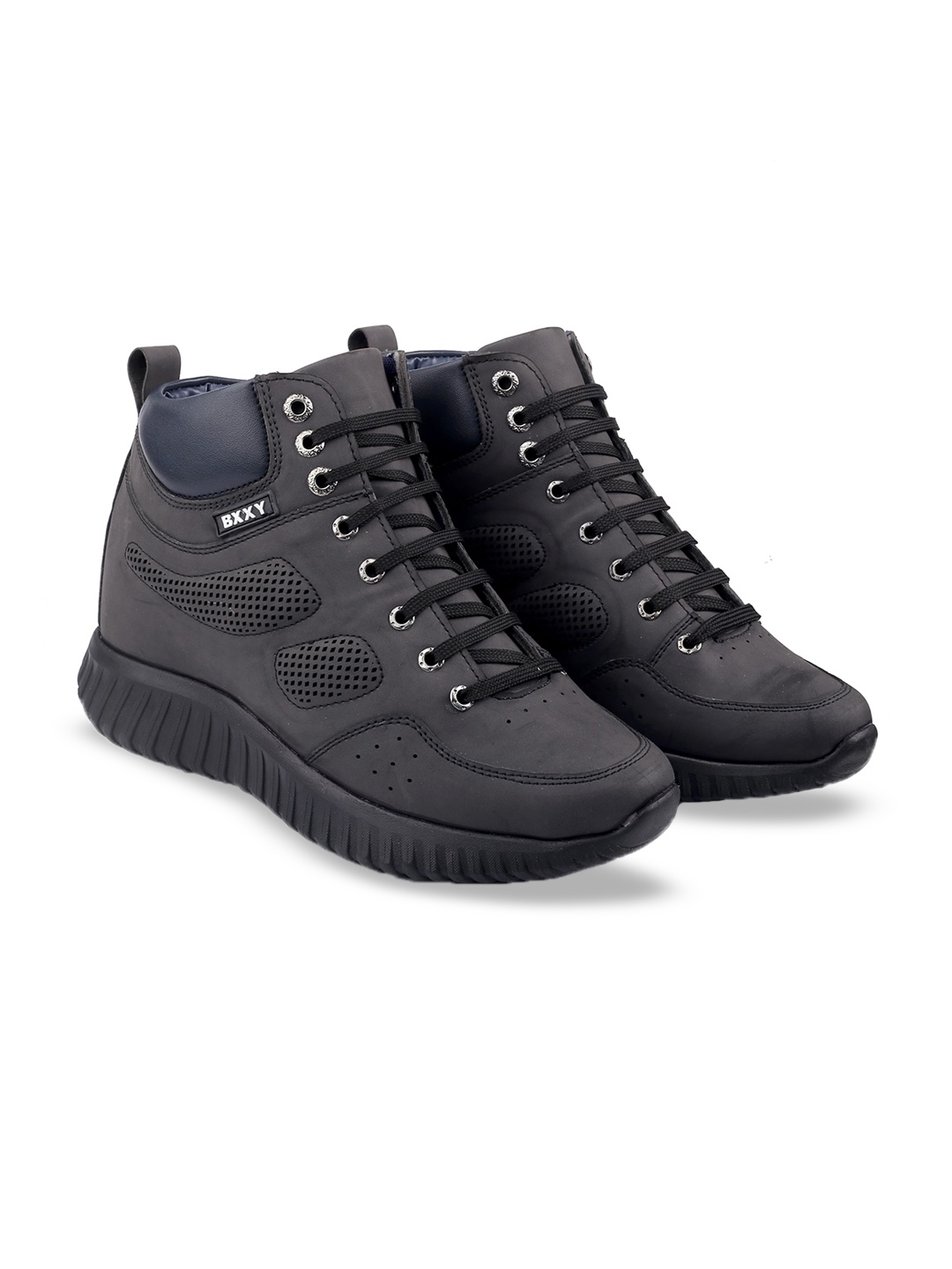 

Bxxy Men Textured High-Top Fashion Elavator Sneakers, Black