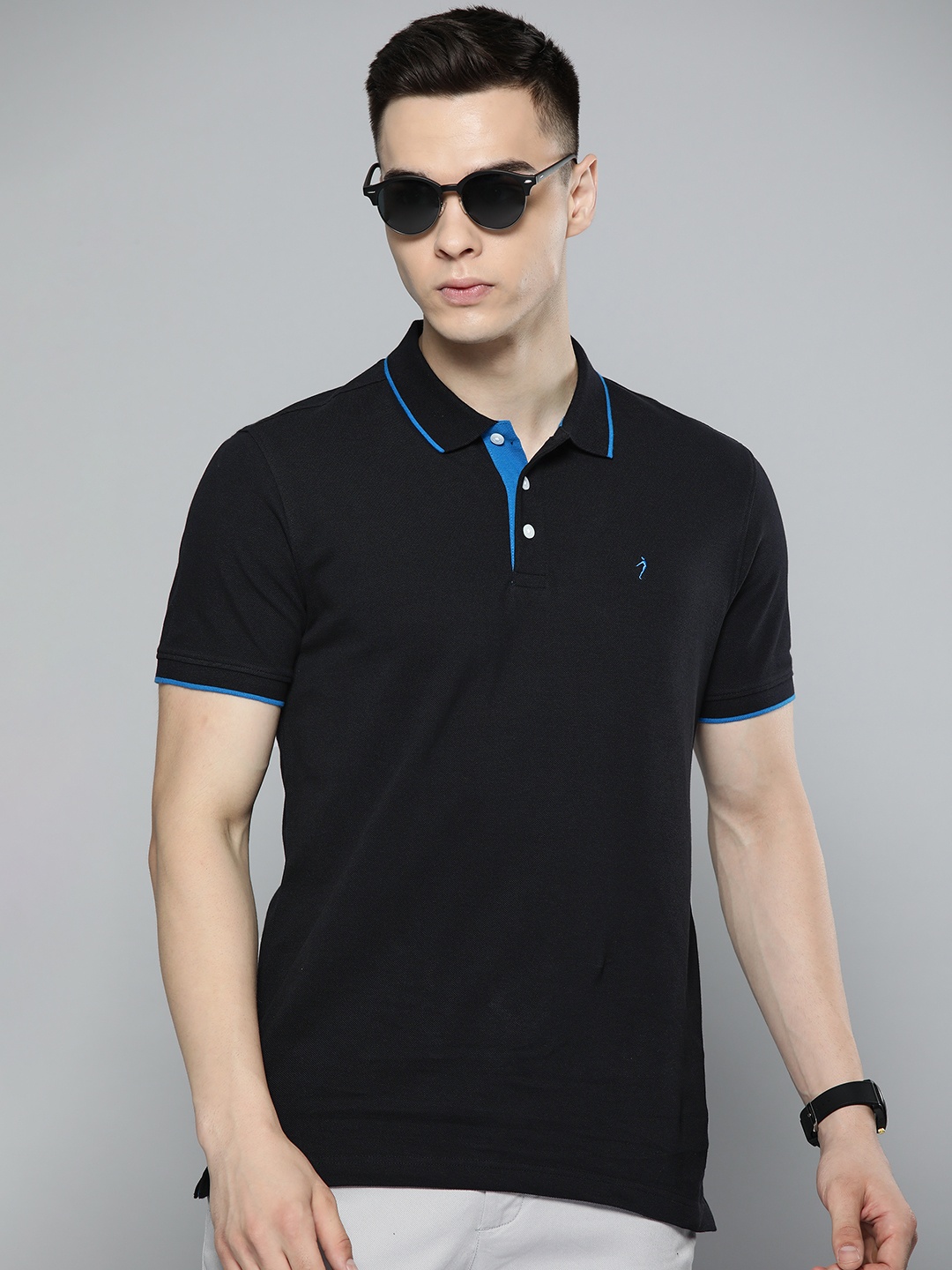 

Indian Terrain Pure Cotton Polo Collar T-shirt, Black