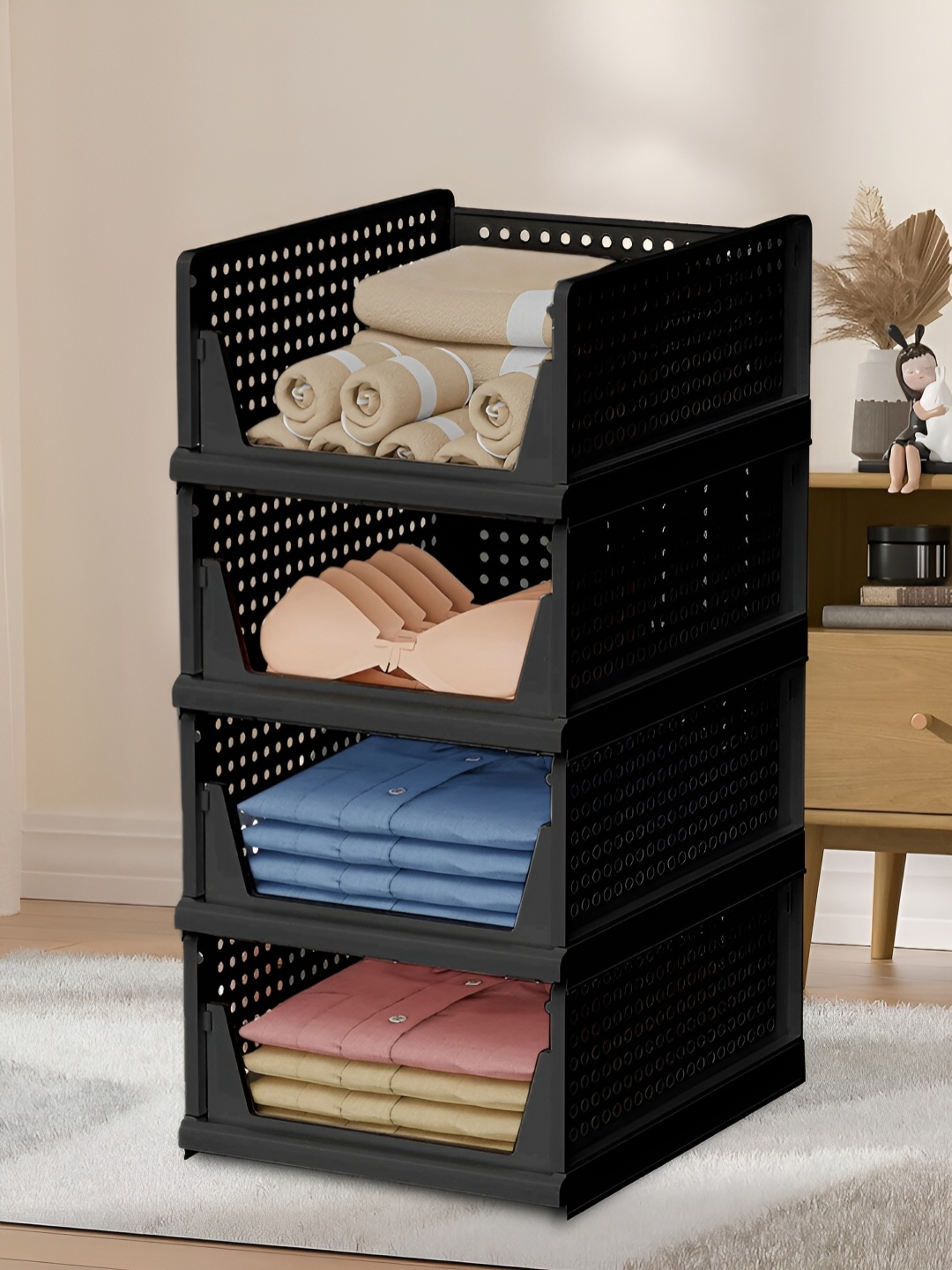 Kuber Industries Black Set of 4 Regular Desk Organiser Organisers