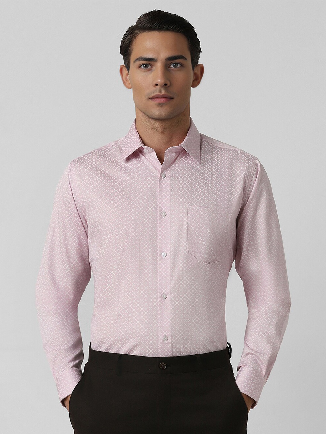 

Van Heusen Micro Ditsy Printed Spread Collar Cotton Formal Shirt, Pink