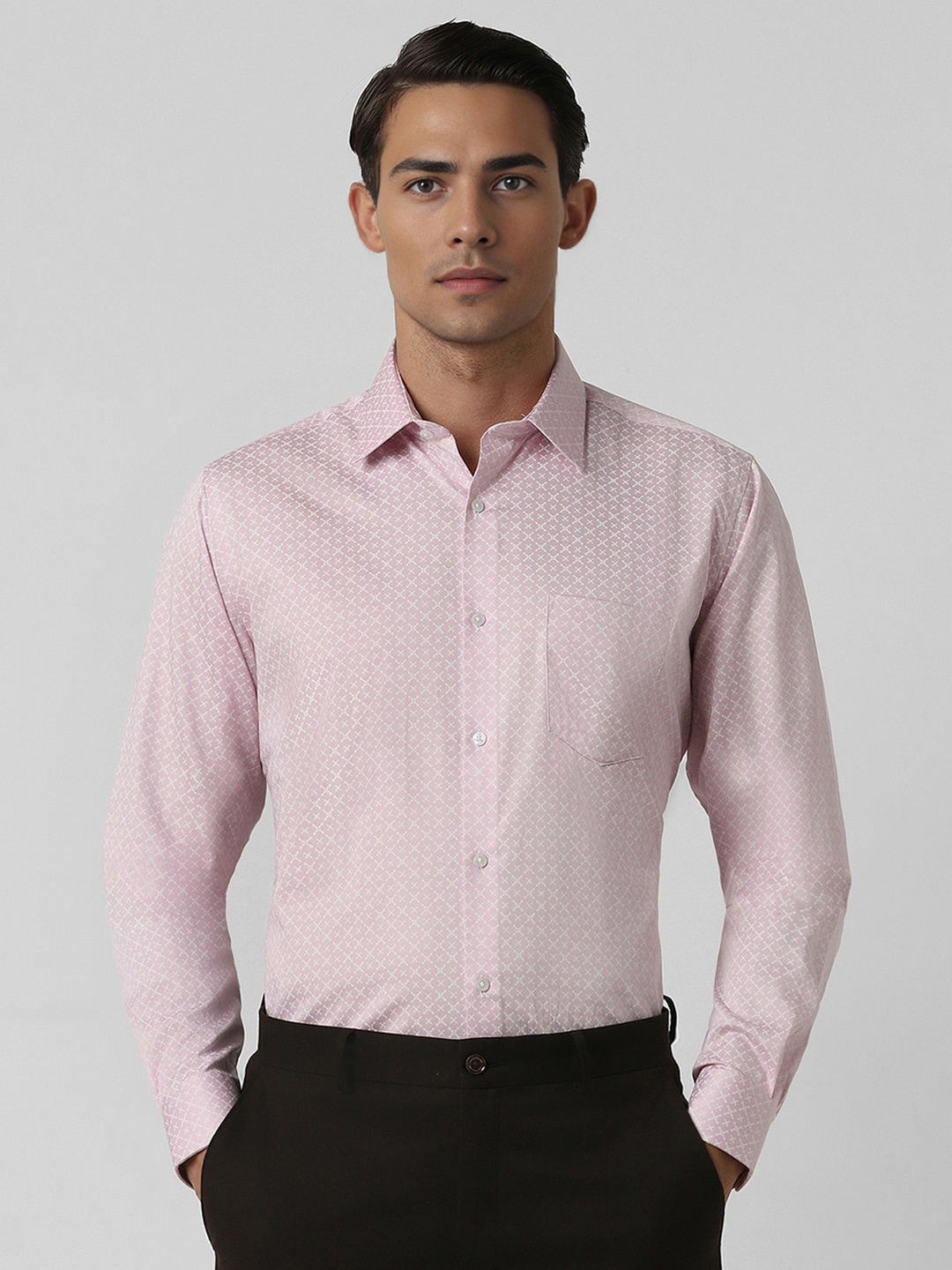 

Van Heusen Micro Ditsy Printed Spread Collar Cotton Formal Shirt, Pink