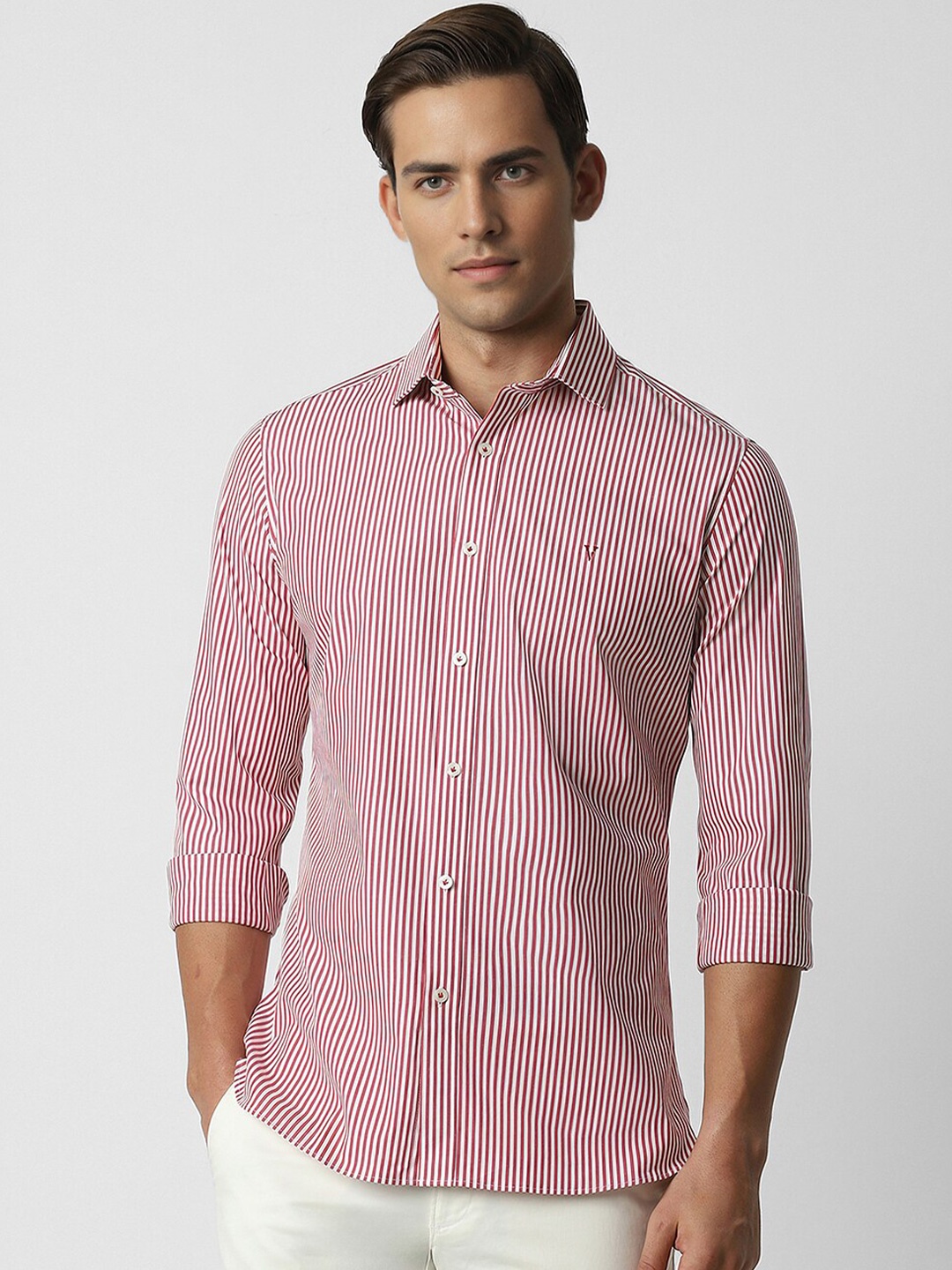 

Van Heusen Sport Slim Fit Vertical Striped Casual Shirt, Pink