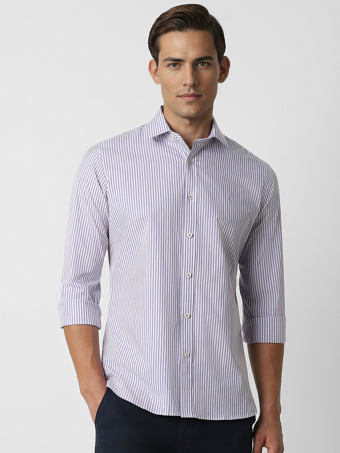 

Van Heusen Sport Men Slim Fit Opaque Striped Casual Shirt, Purple