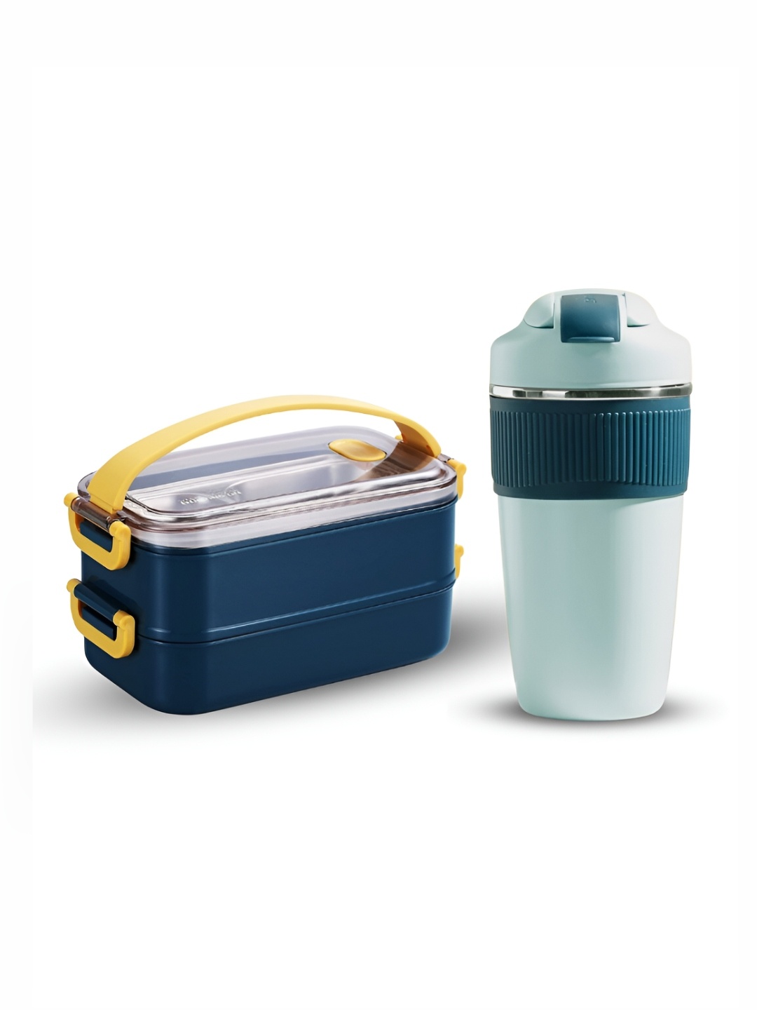

UniKart Navy Blue 2 Pieces Dishwasher Safe Bento Lunch Box with Tumbler