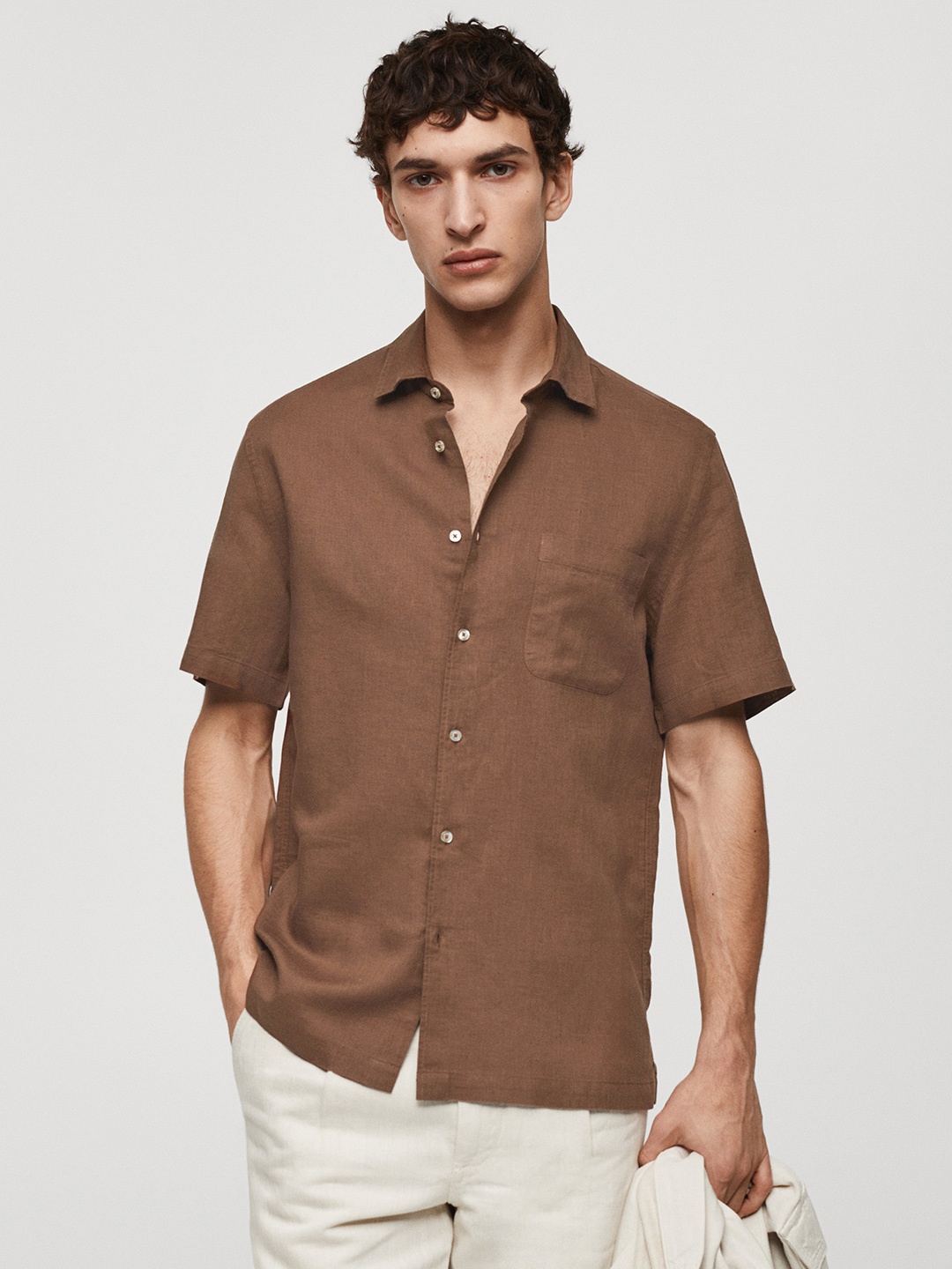 

MANGO MAN Regular Fit Casual Shirt, Brown