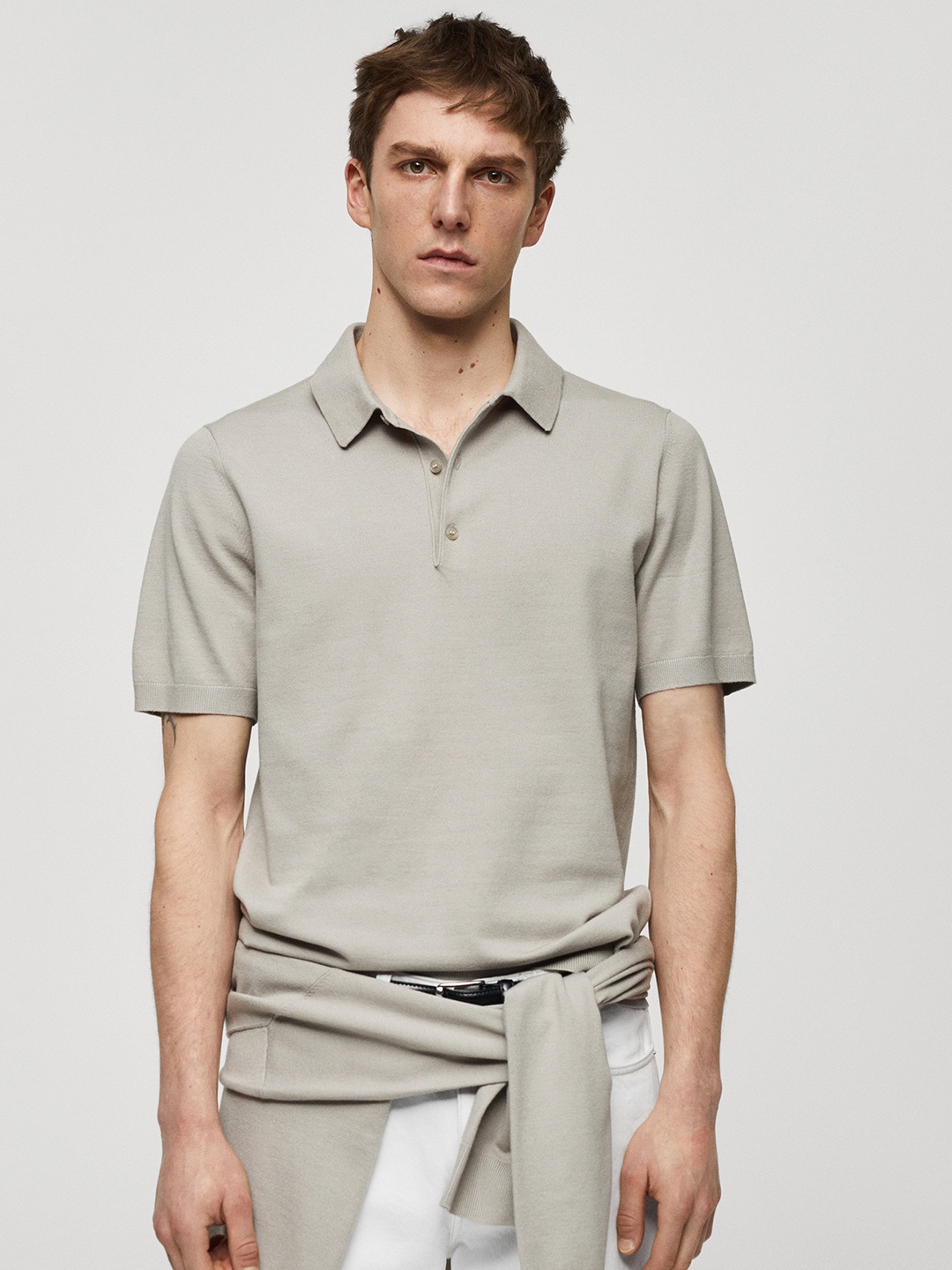 

MANGO MAN Polo Collar T-shirt, Grey
