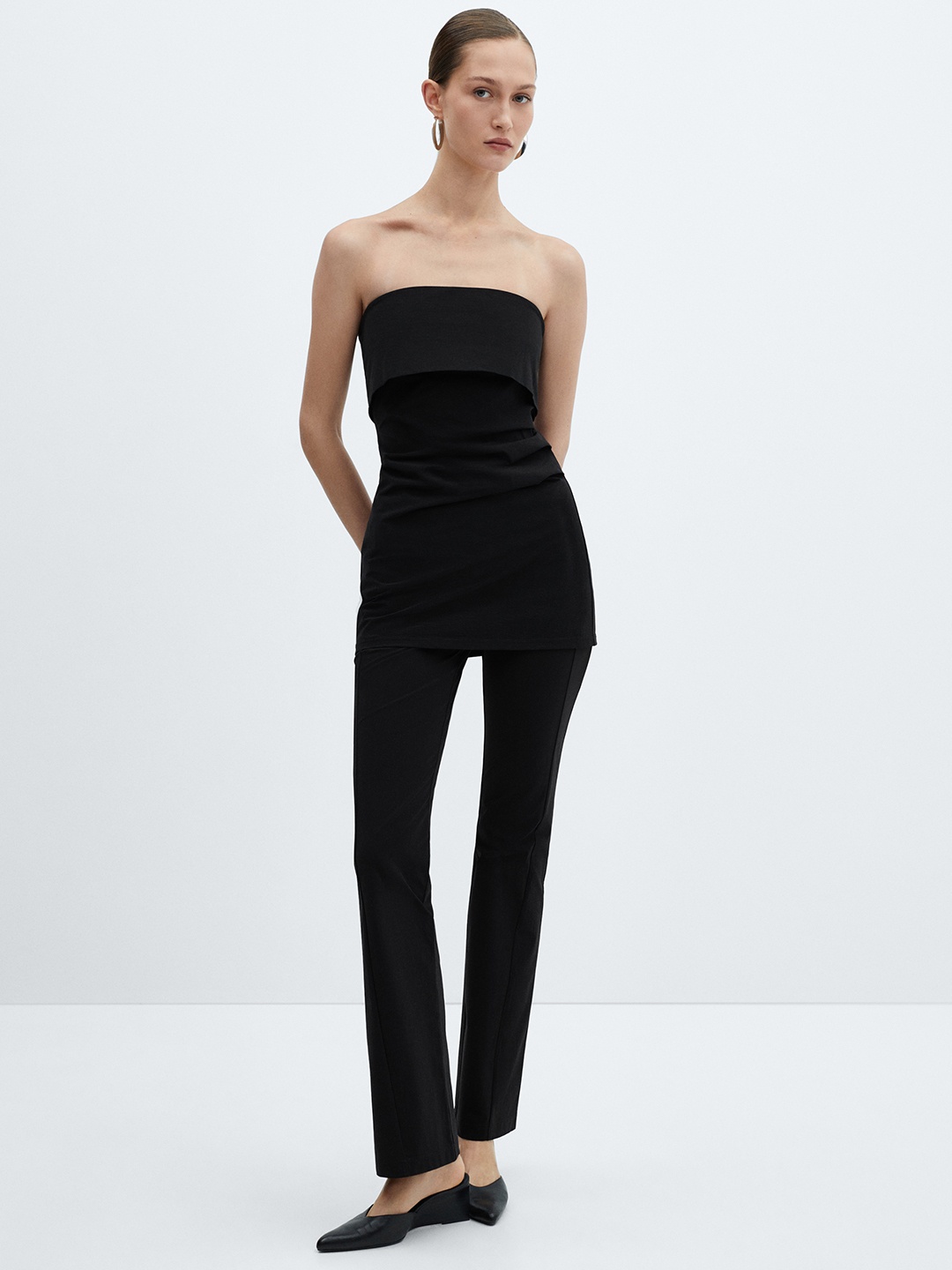 

MANGO Women Straight Fit Trousers, Black