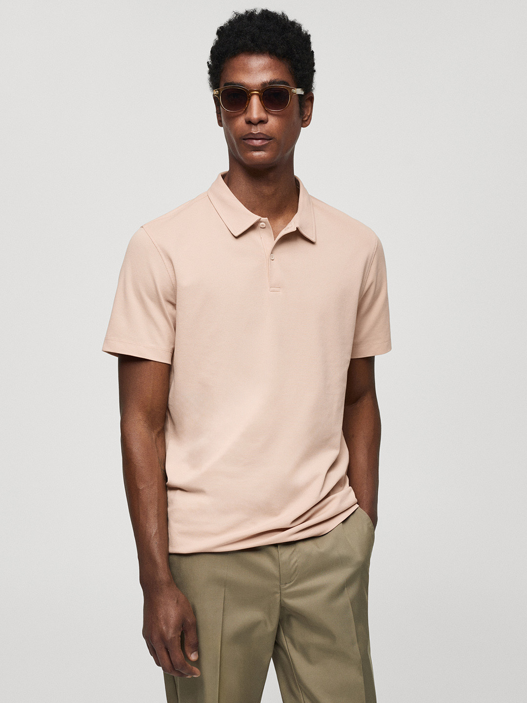 

MANGO MAN Polo Collar Slim Fit T-shirt, Peach