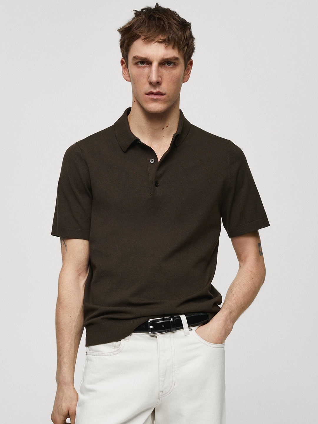 

MANGO MAN Polo Collar T-shirt, Olive