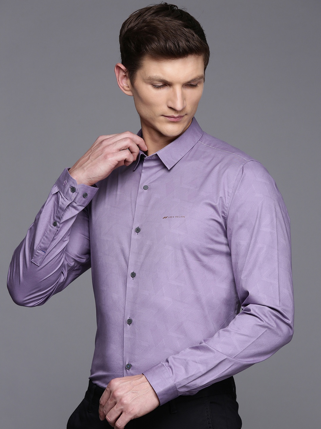 

Louis Philippe Ath.Work Men Super Slim Fit Self-Design Formal Shirt, Purple