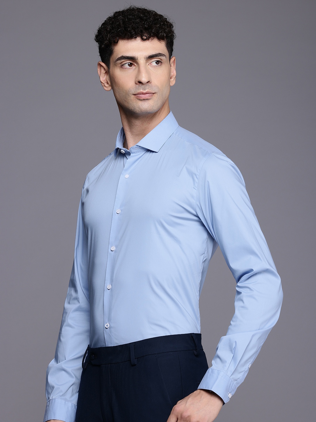 

Louis Philippe Ath.Work Men Super Slim Fit Formal Shirt, Blue