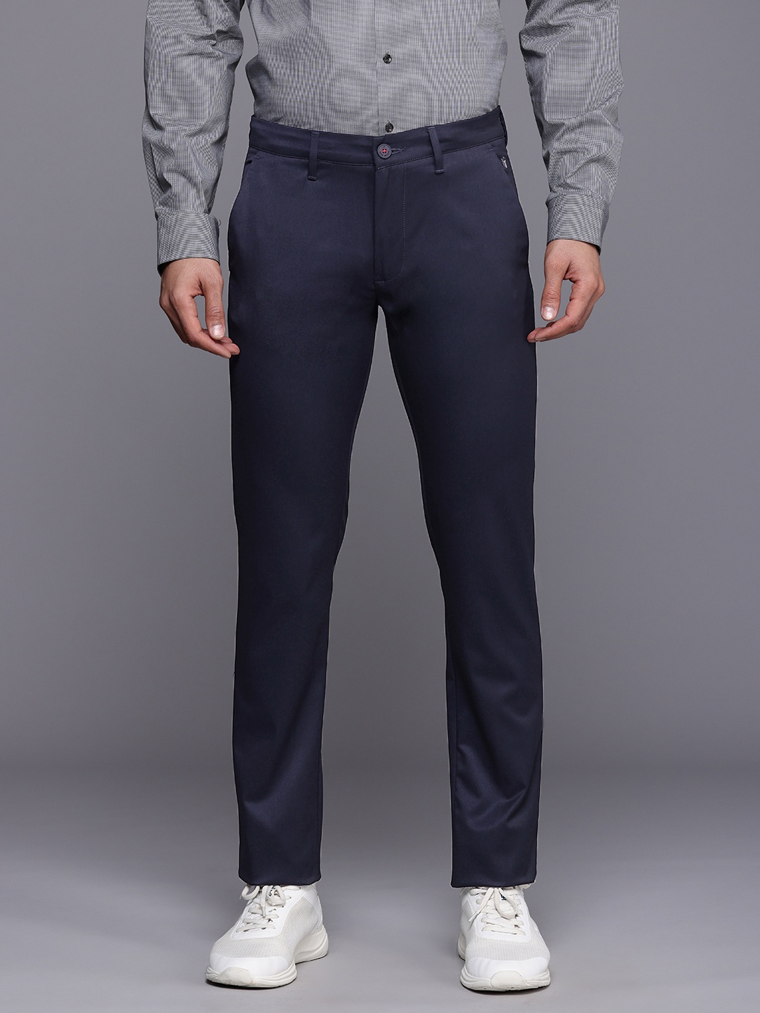 

Louis Philippe Ath.Work Men Super Slim Fit Trousers, Navy blue