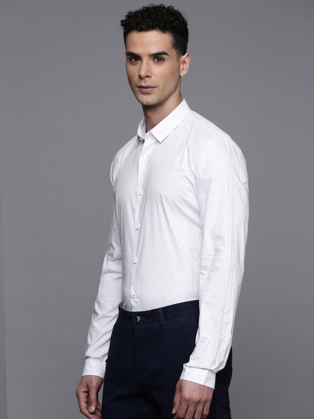 

Louis Philippe Ath.Work Men Super Slim Fit Printed Formal Shirt, White