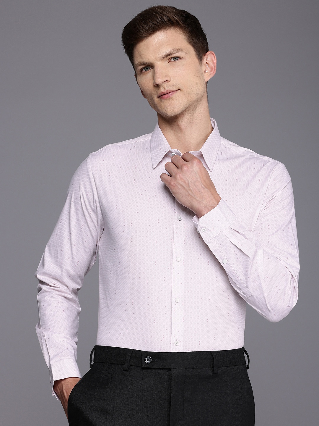 

Louis Philippe Ath.Work Super Slim Fit Opaque Printed Casual Shirt, Pink