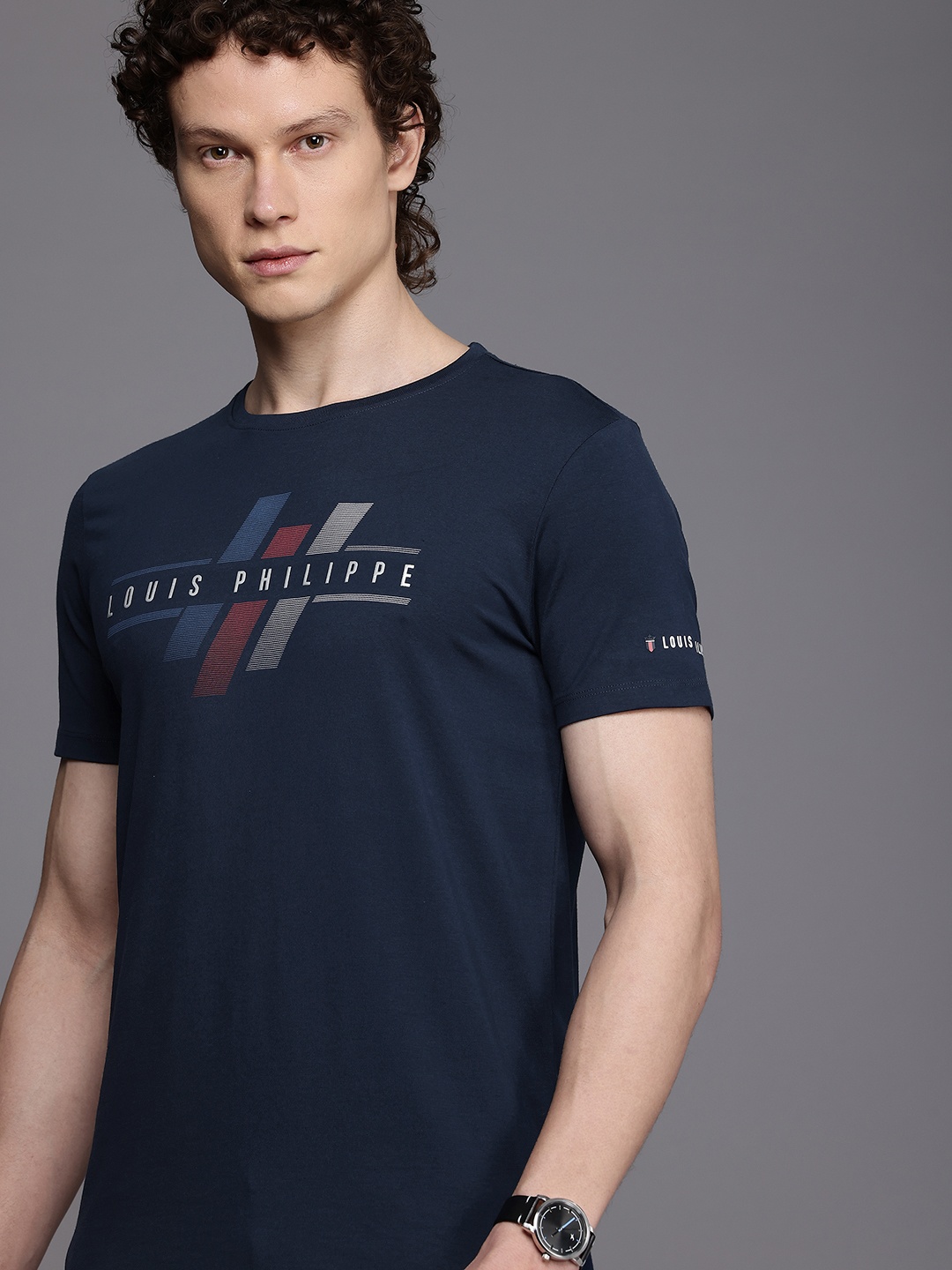 

Louis Philippe Sport Typography Printed Slim Fit T-shirt, Navy blue