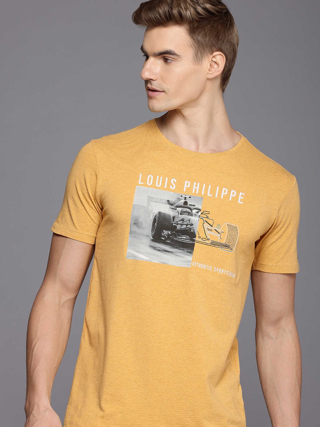 

Louis Philippe Sport Graphic Printed Slim Fit T-shirt, Yellow
