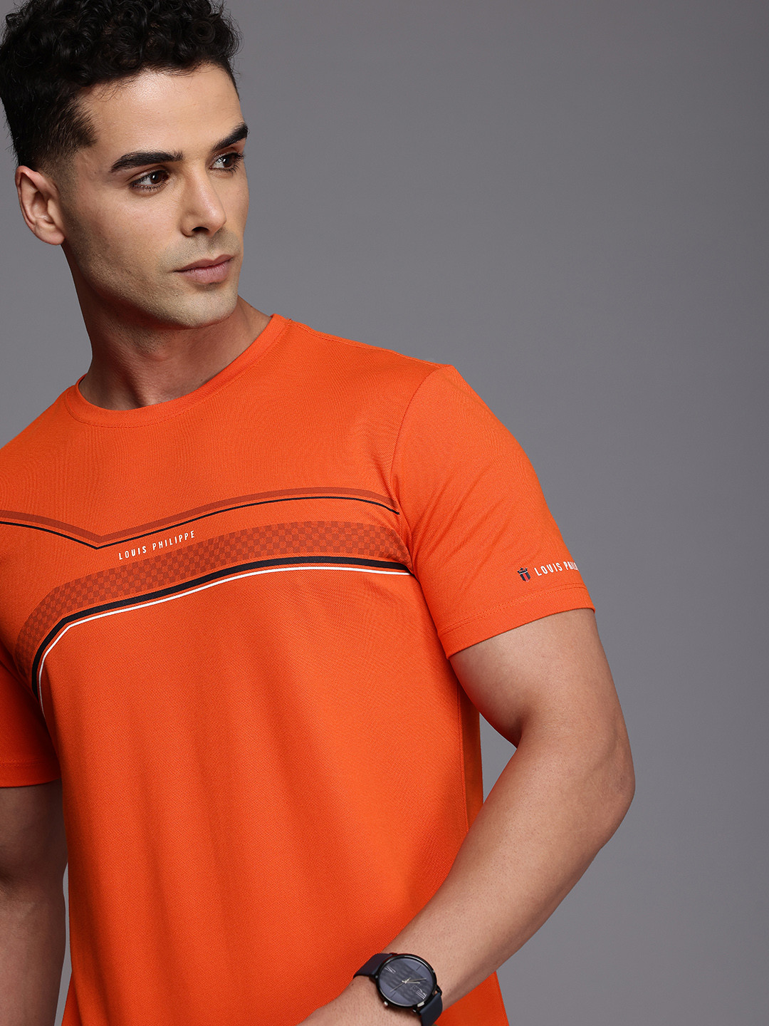 

Louis Philippe Sport Striped Slim Fit T-shirt, Orange