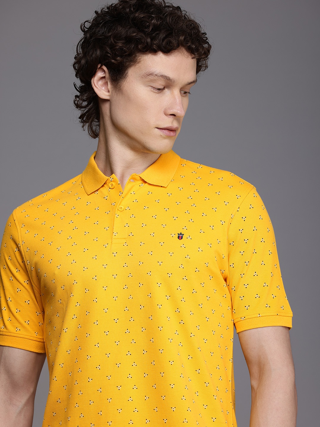 

Louis Philippe Sport Printed Polo Collar Pure Cotton T-shirt, Yellow