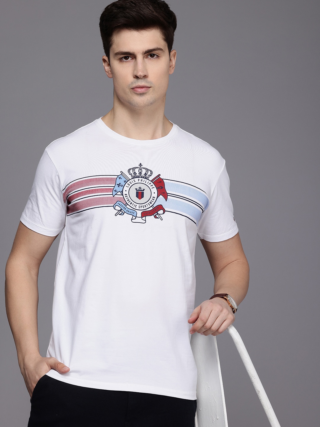 

Louis Philippe Sport Printed Slim Fit T-shirt, White