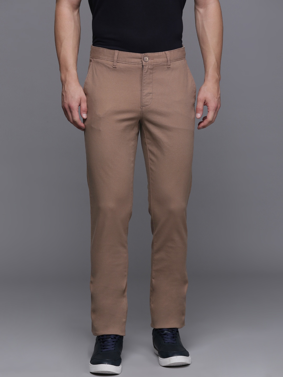 

Louis Philippe Sport Men Tapered Fit Semiformal Chinos Trousers, Brown