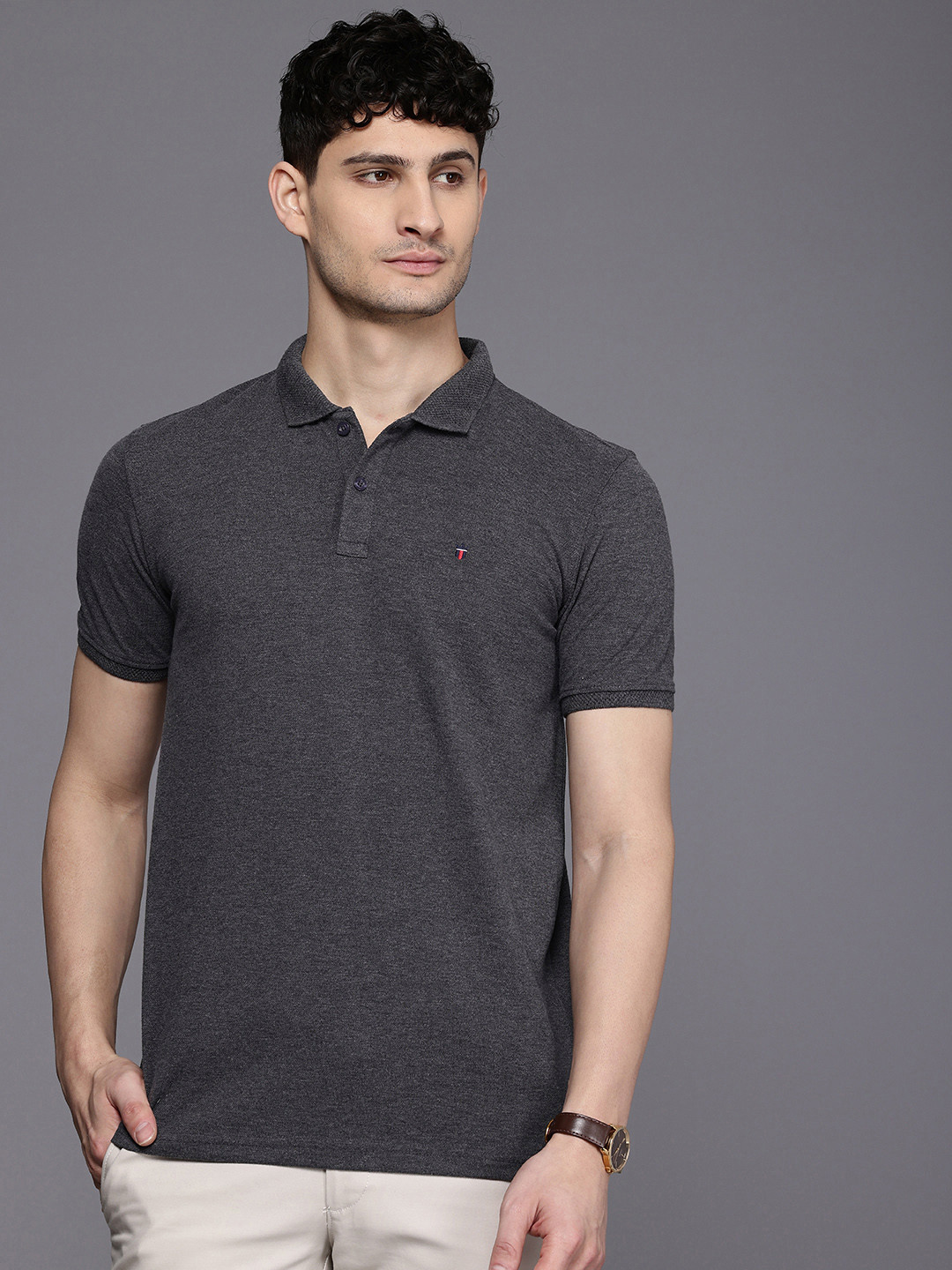

Louis Philippe Sport Polo Collar Slim Fit T-shirt, Charcoal