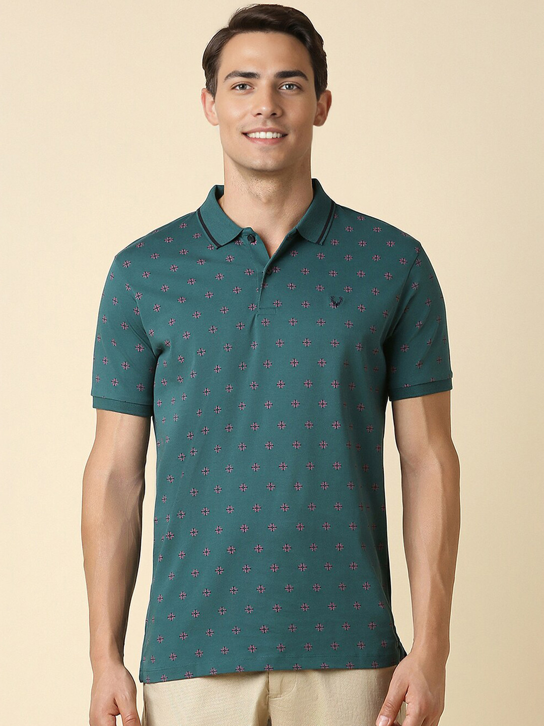

Allen Solly Printed Polo Collar Cotton T-shirt, Green