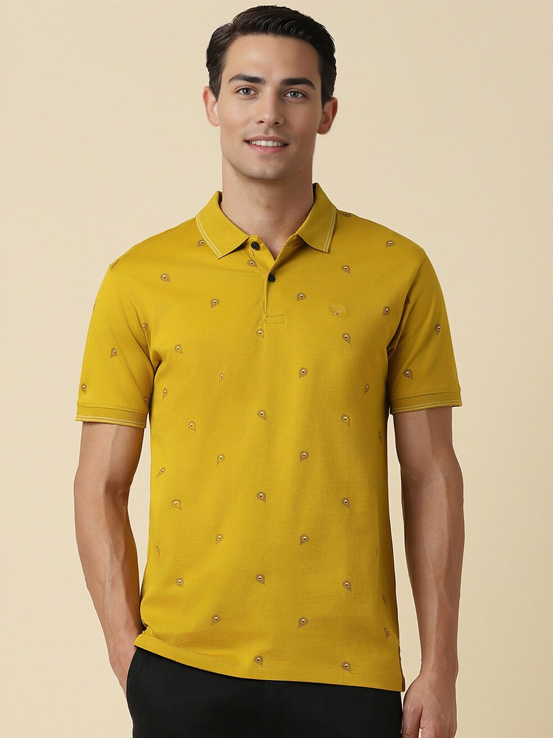 

Allen Solly Abstract Printed Polo Collar Cotton T-shirt, Yellow