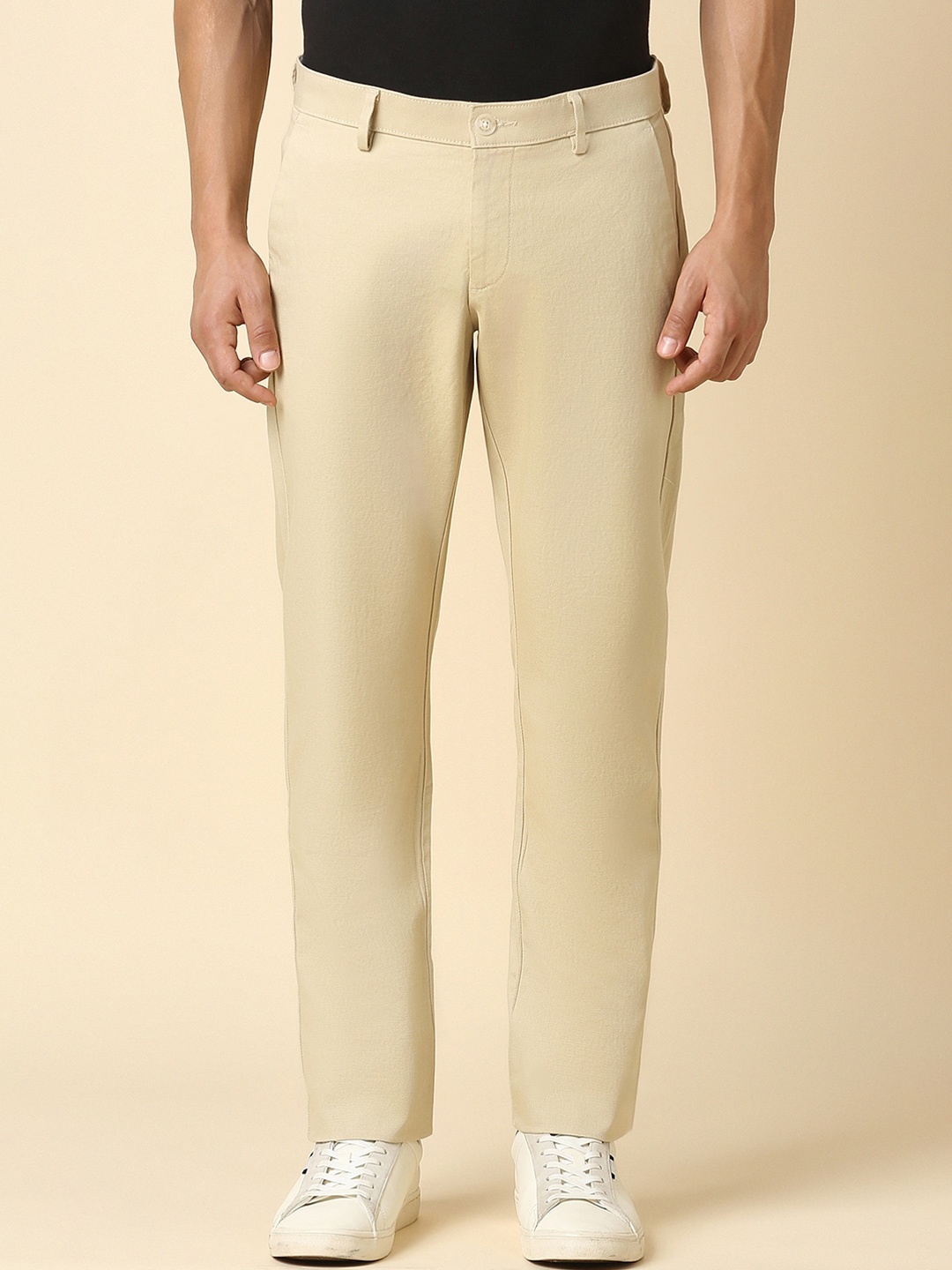 

Allen Solly Men Mid-Rise Slim Fit Cotton Trousers, Beige
