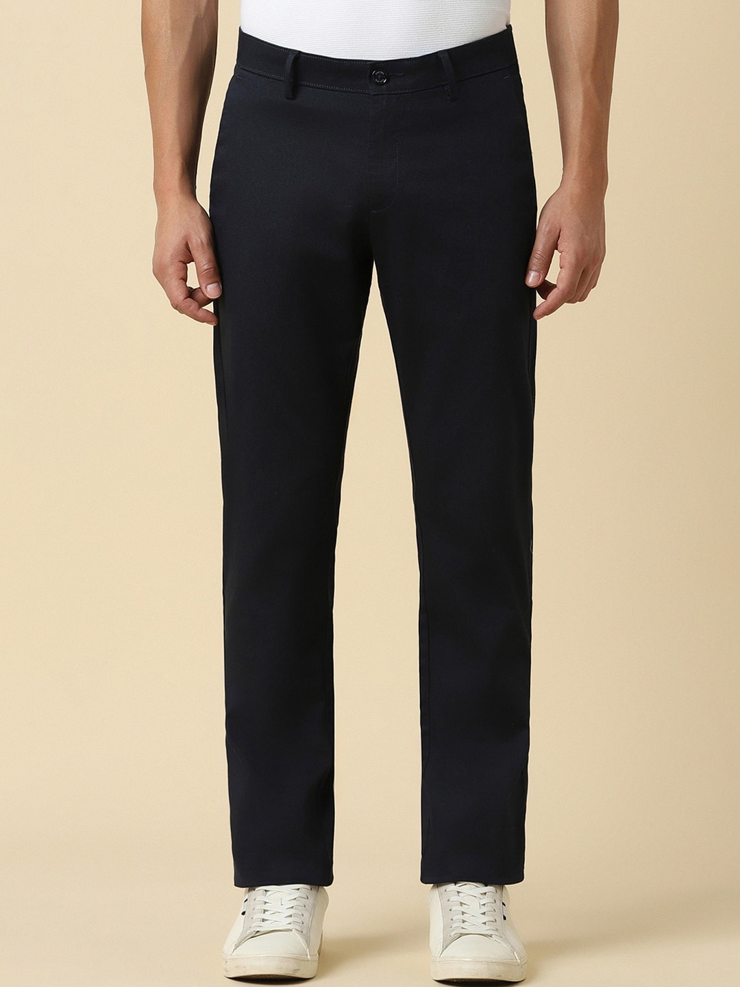 

Allen Solly Men Mid-Rise Slim Fit Cotton Trousers, Black