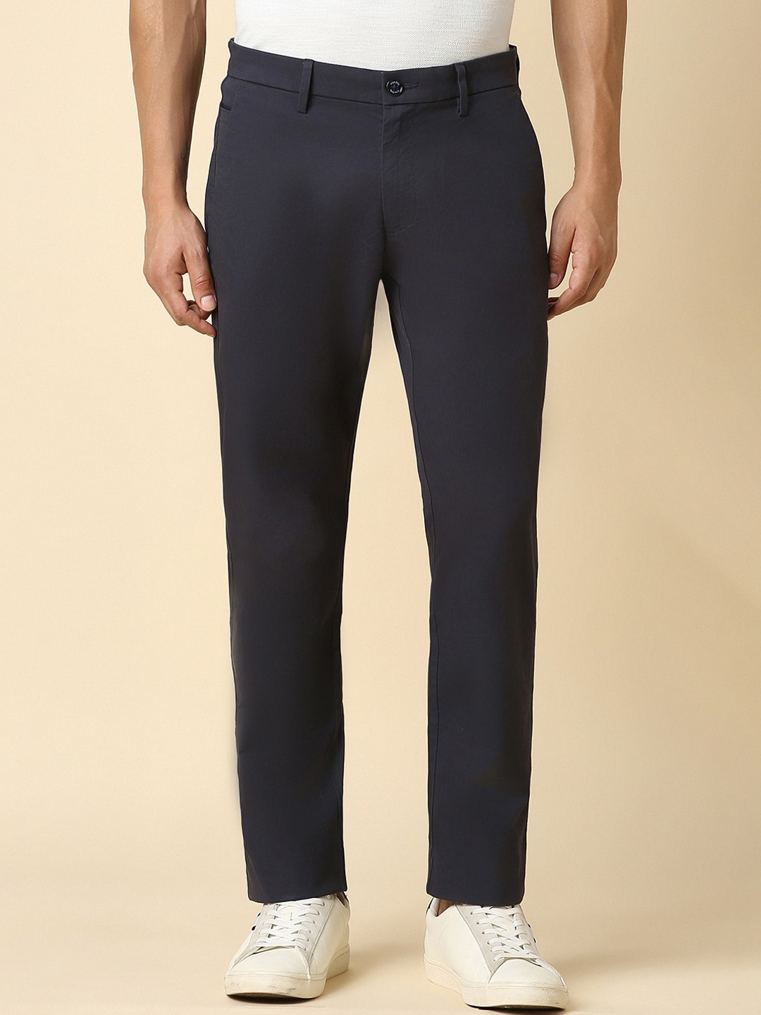 

Allen Solly Men Mid-Rise Slim Fit Cotton Trousers, Grey