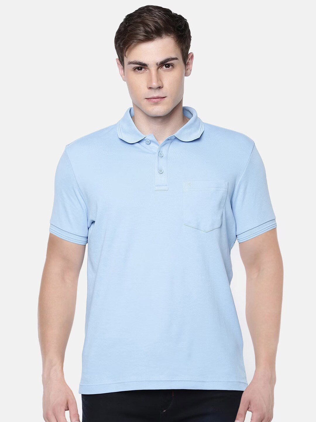 

Ramraj Men Polo Collar Pure Cotton Regular Fit T-shirt with pocket, Blue