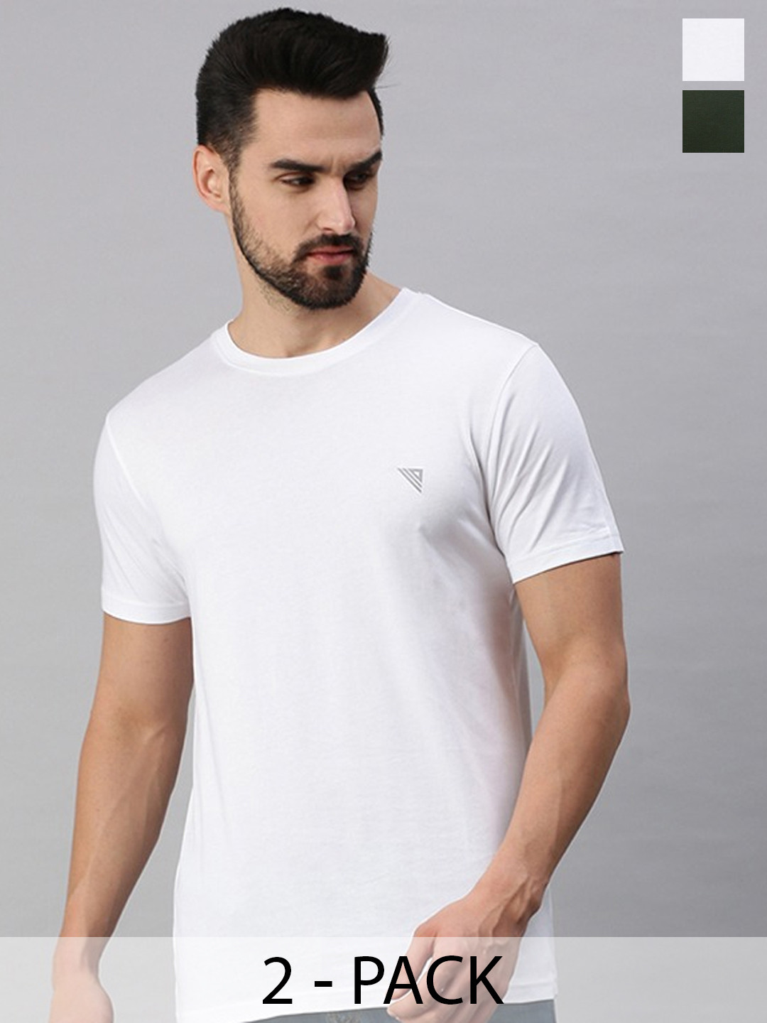 

Ramraj Pack of 2 Round Neck Cotton T-shirts, White
