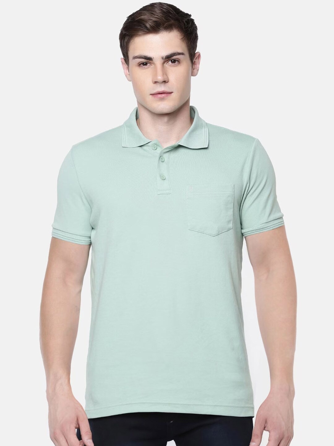 

Ramraj Polo Collar Pure Cotton Regular Fit T-shirt, Green