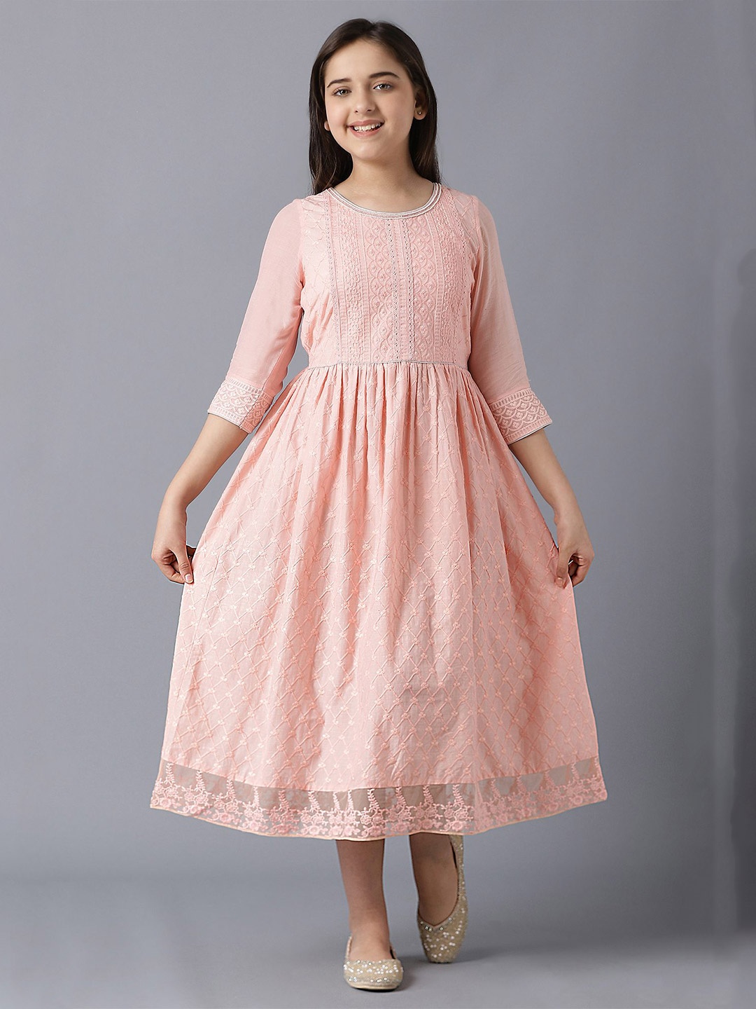 

AURELIA Girls A-Line Midi Dress, Peach