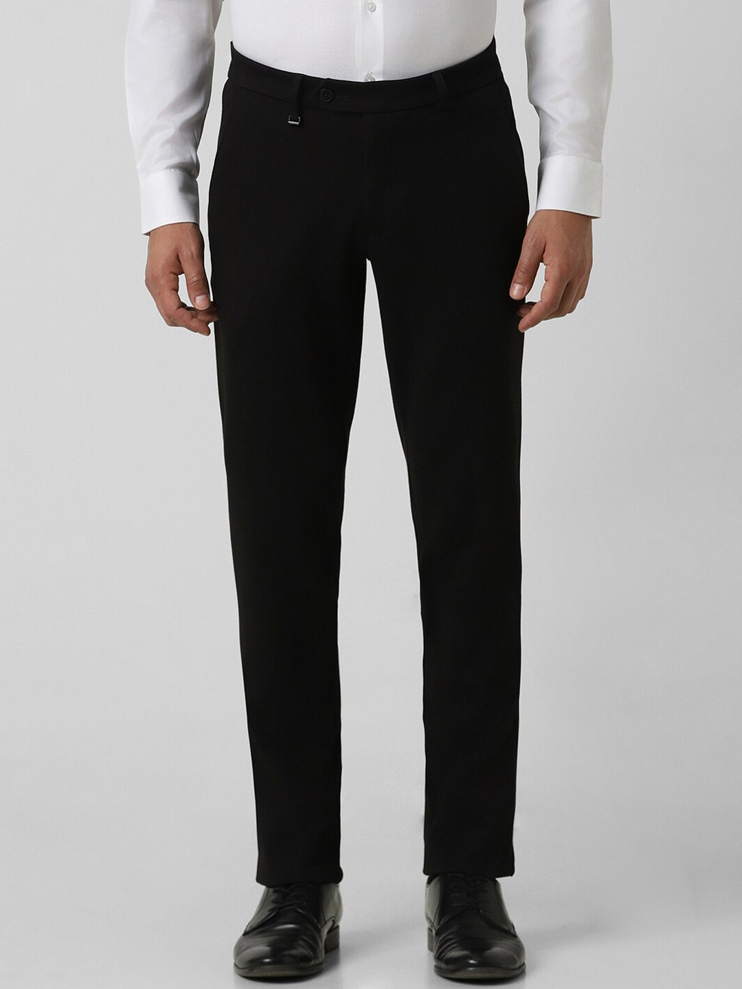 

Van Heusen Men Slim Fit Mid-Rise Cotton Formal Trousers, Black