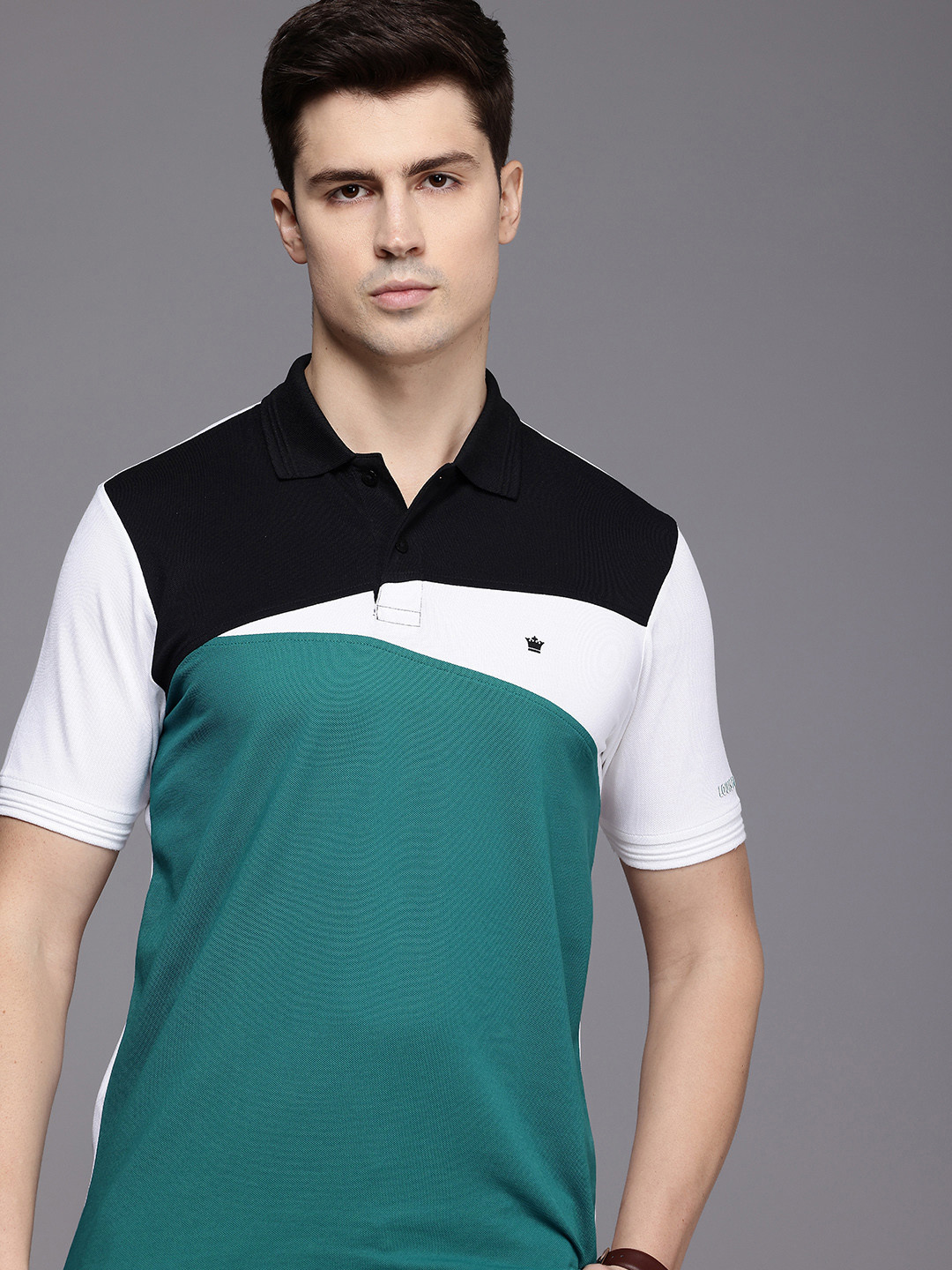 

Louis Philippe Colourblocked Polo Collar T-shirt, Teal