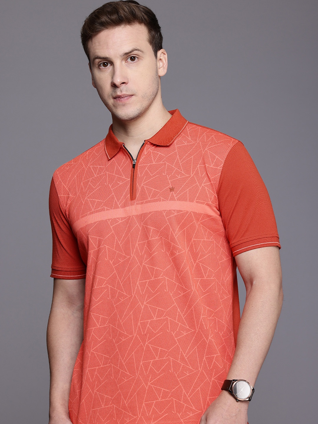 

Louis Philippe Printed Polo Collar T-shirt, Rust