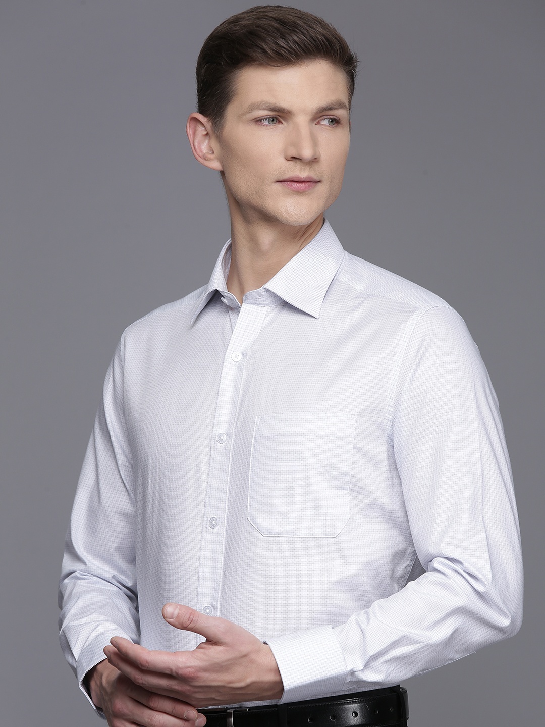 

Louis Philippe Classic Checked Pure Cotton Formal Shirt, White