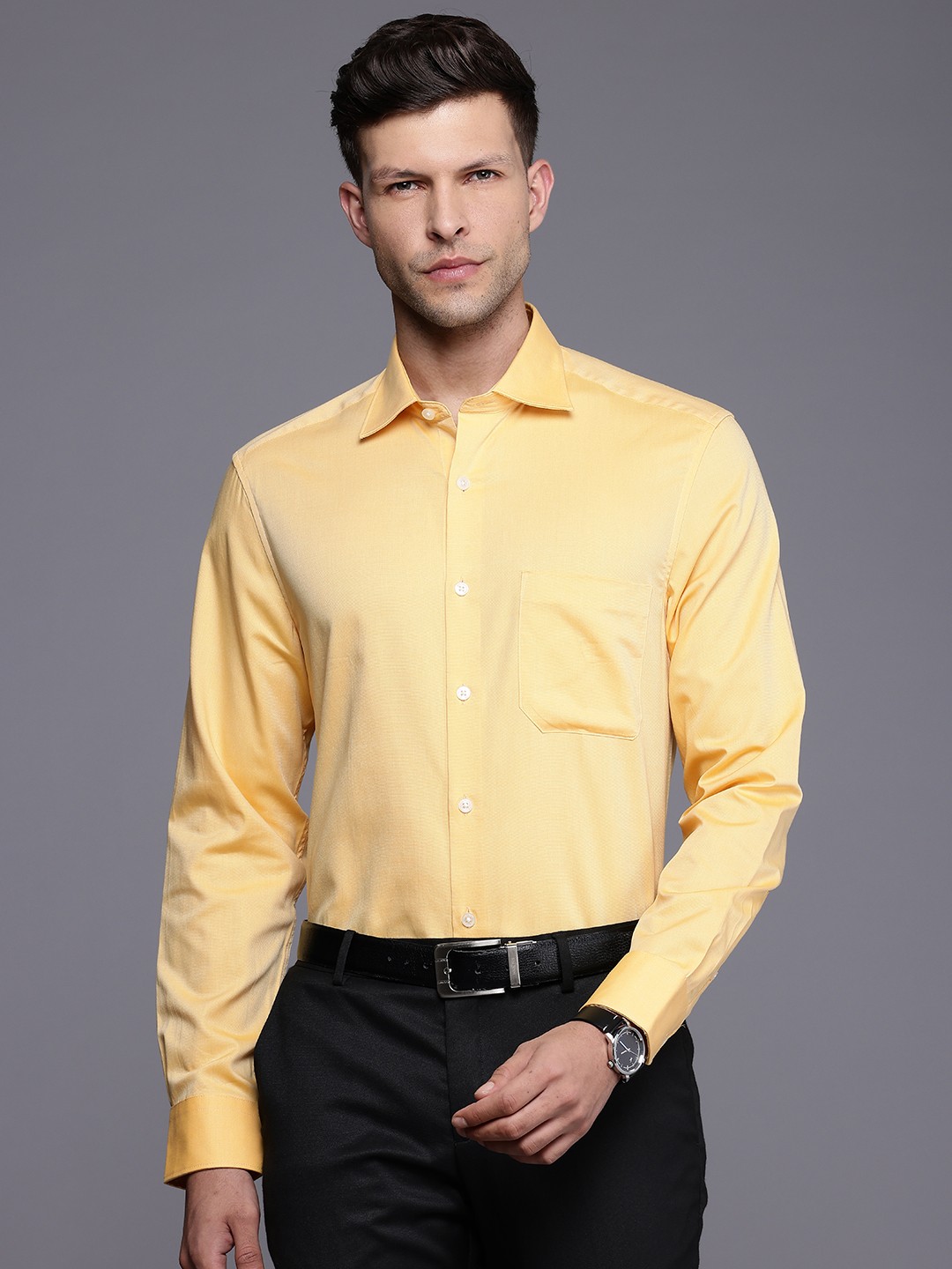

Louis Philippe Pure Cotton Classic Opaque Formal Shirt, Yellow
