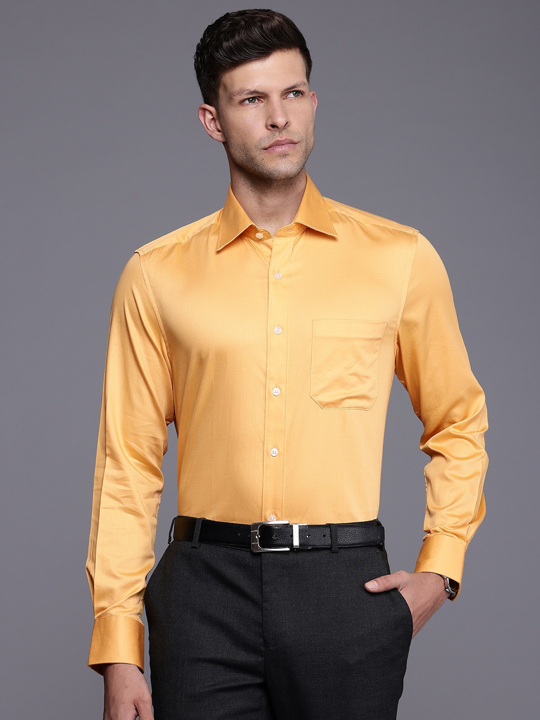 

Louis Philippe Pure Cotton Classic Opaque Formal Shirt, Yellow