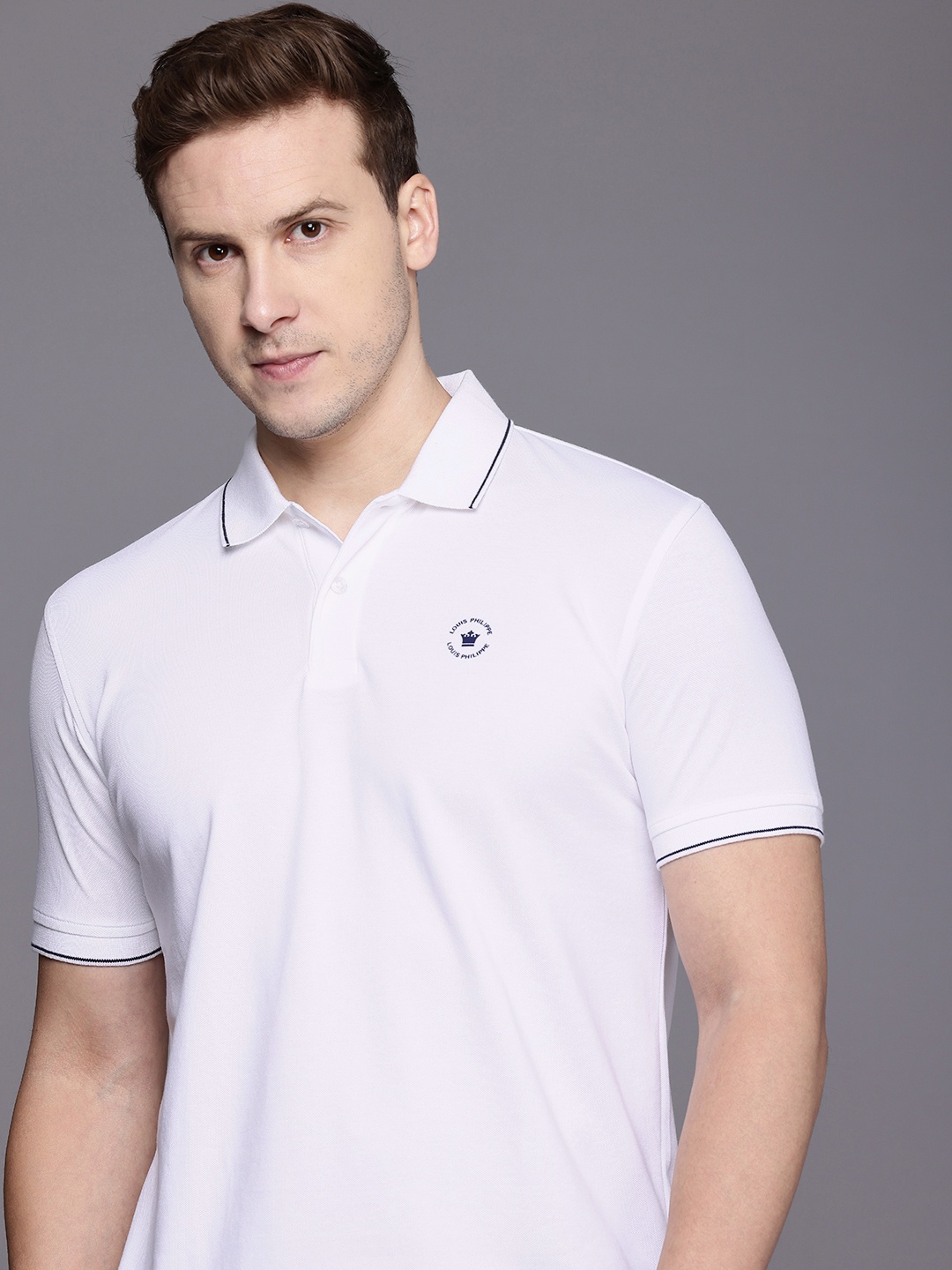 

Louis Philippe Solid Polo Collar Casual T-shirt, White