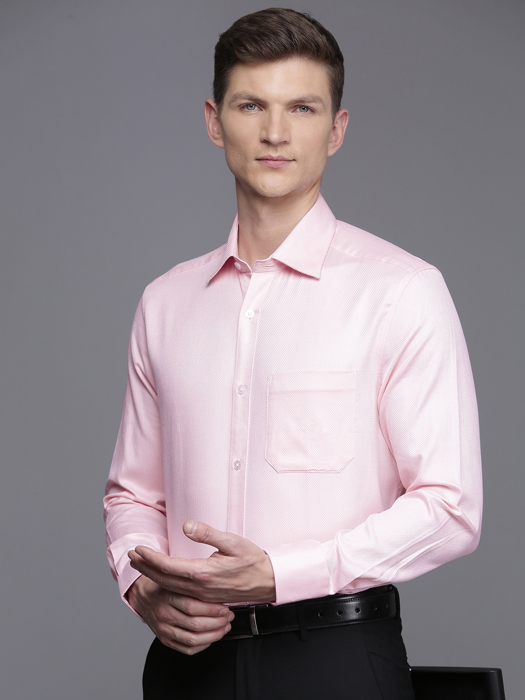 

Louis Philippe Self Design Classic Fit Pure Cotton Formal Shirt, Pink