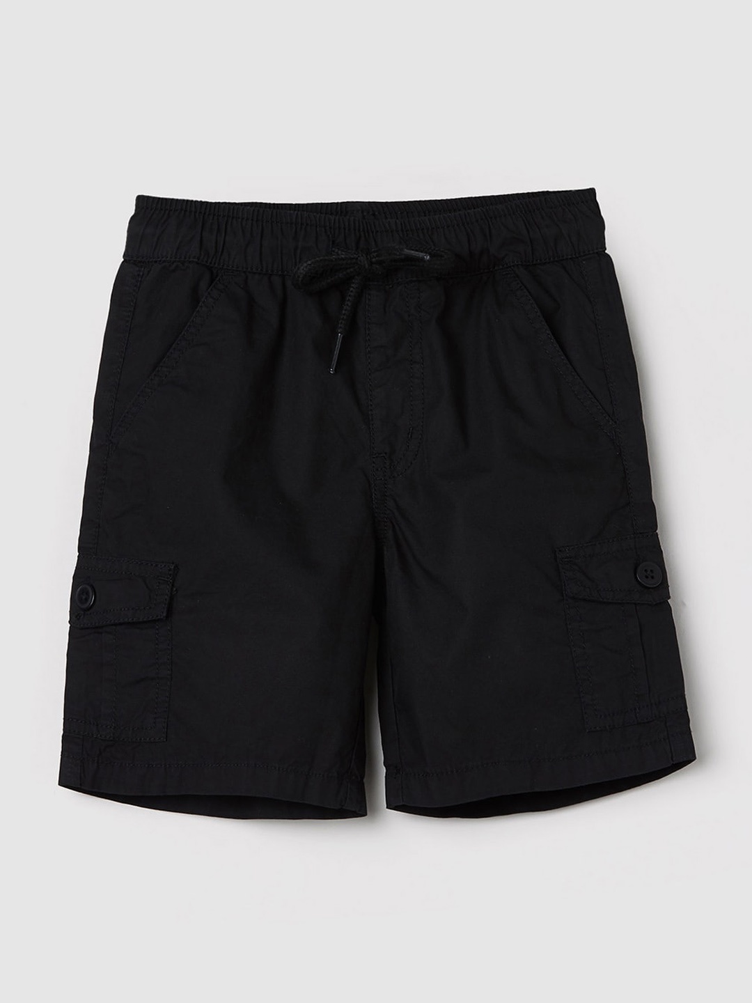 

max Boys Pure Cotton Cargo Shorts, Black