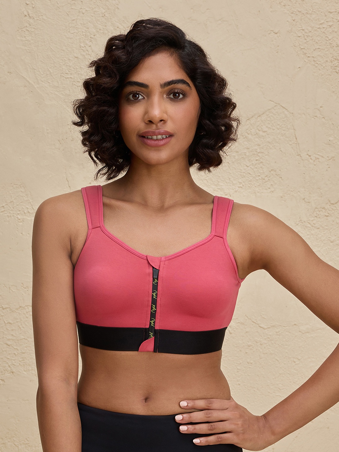 

Nykd Full Coverage Breathable Cotton Sports Bra With All Day Comfort, Coral