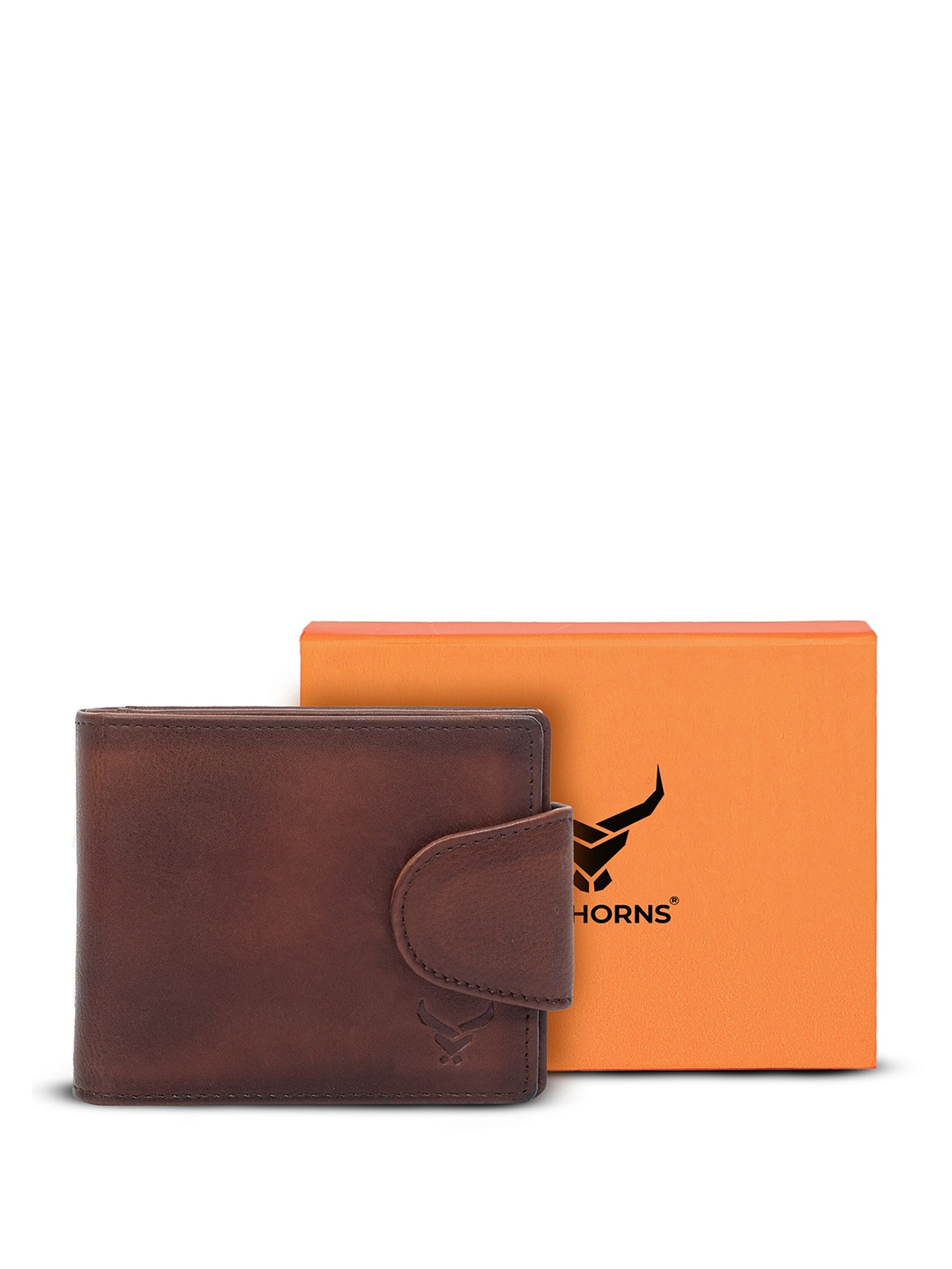 

REDHORNS Men Leather Two Fold Wallet, Brown
