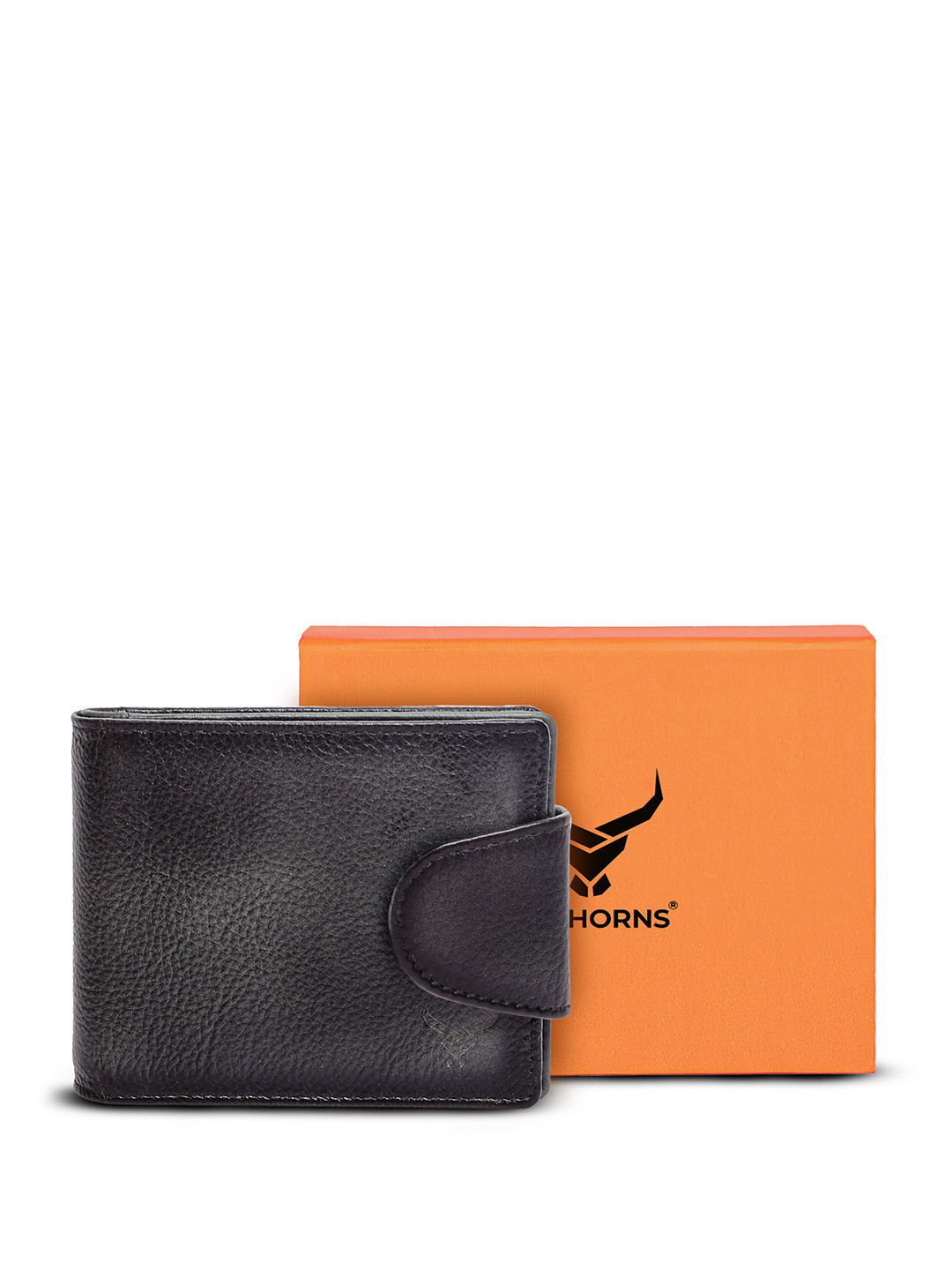 

REDHORNS Men Leather Two Fold Wallet, Grey