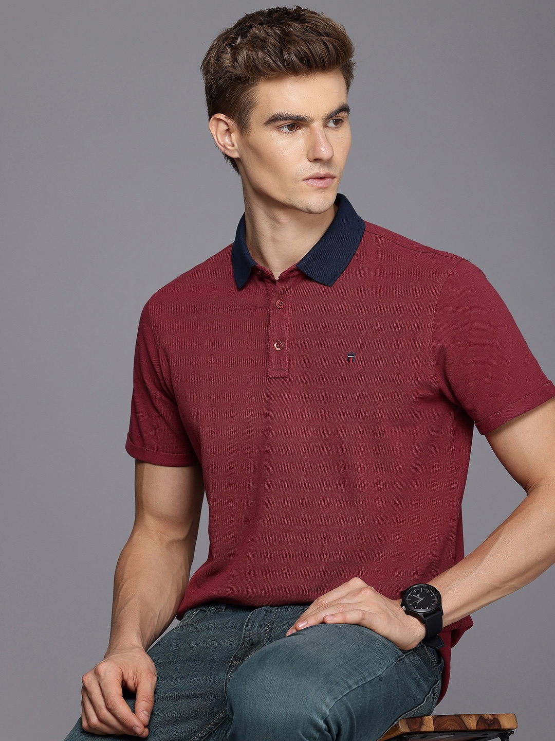 

Louis Philippe Jeans Polo Collar Pure Cotton Slim Fit T-shirt, Maroon